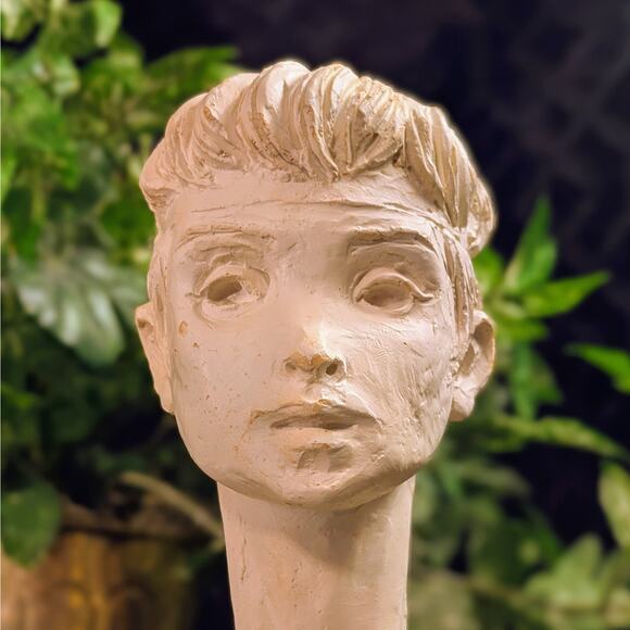 RARE Fred Press Vintage Mid Century Bust Sculpture Greek Hercules as Child Youth - Picture 7 of 10